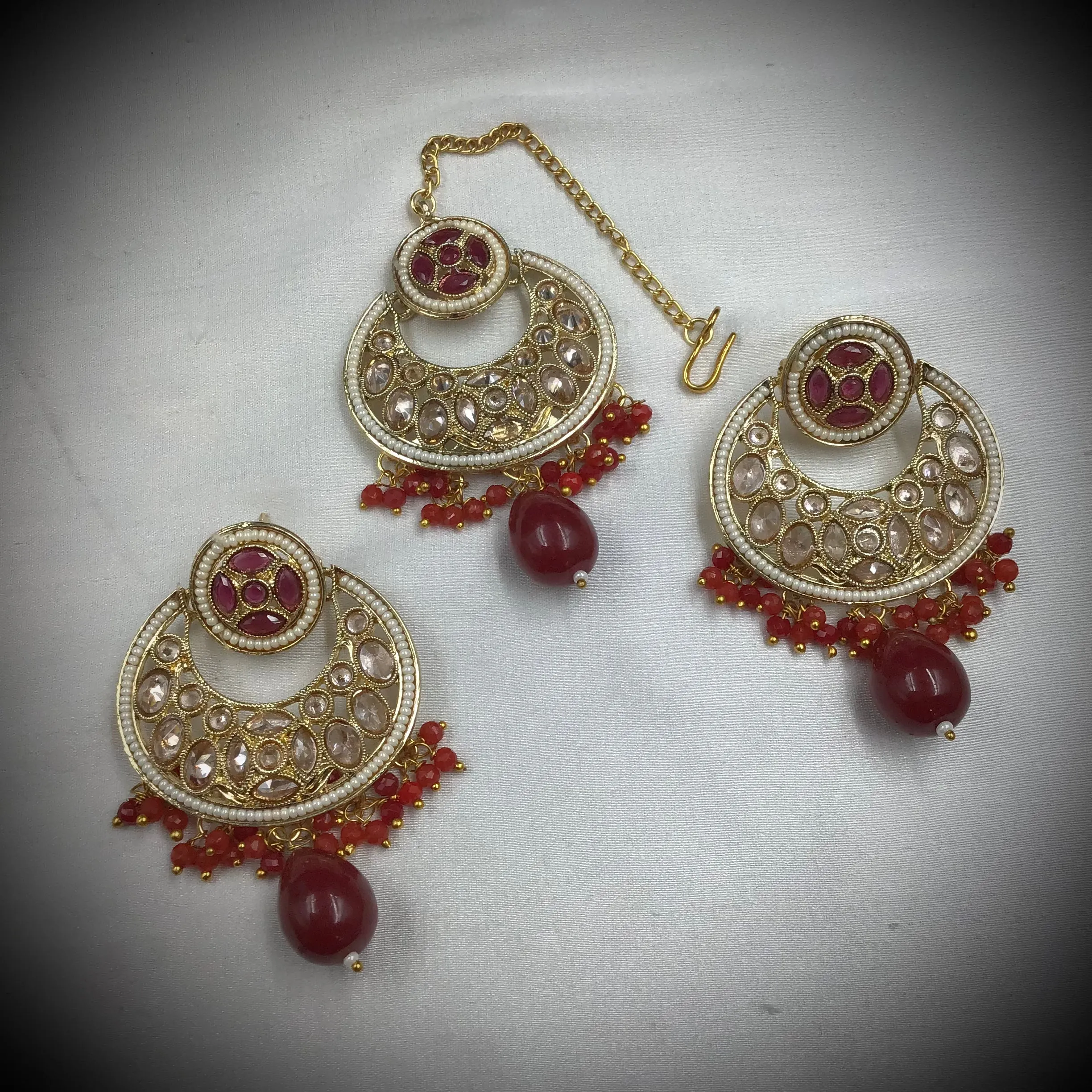 Ruby Gold Look Necklace Set 18186-5368