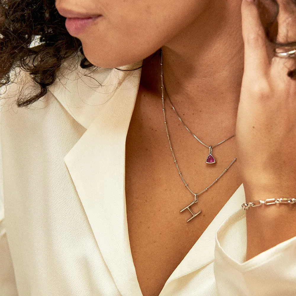 Ruby July Birthstone Necklace - Silver