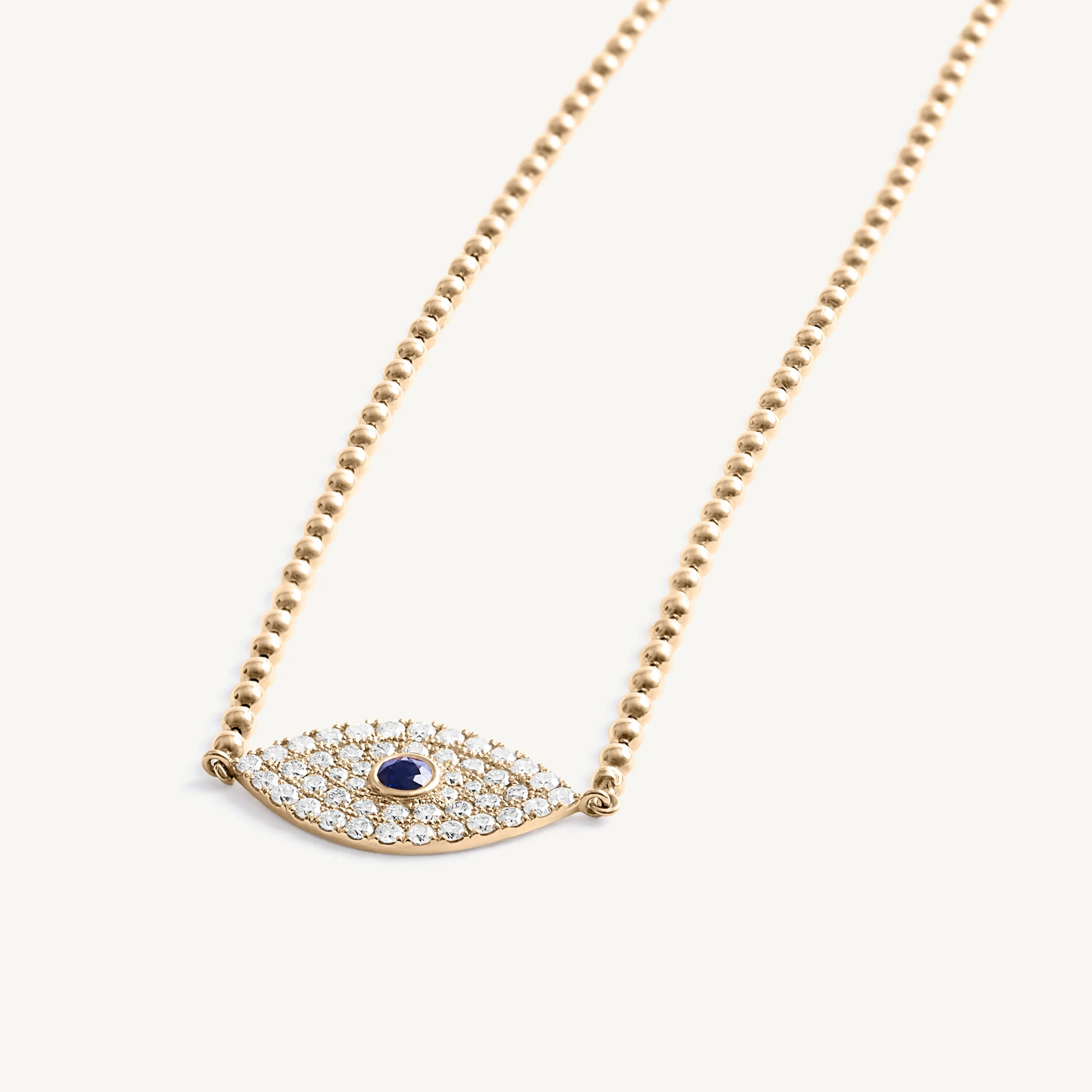 Sapphire Diamond Evil Eye Bead Necklace
