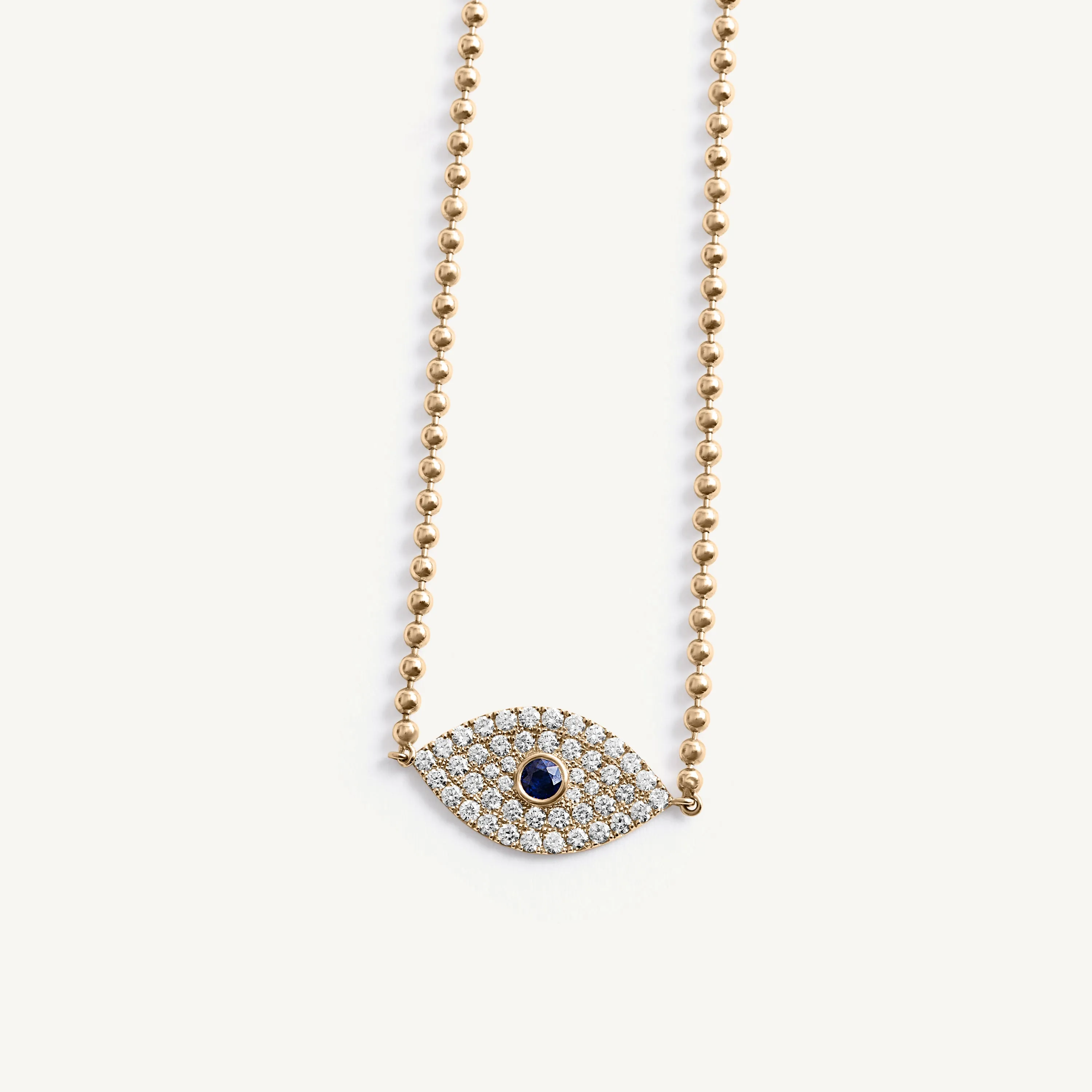 Sapphire Diamond Evil Eye Bead Necklace