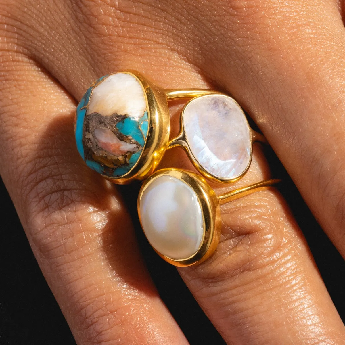 Selena Slice Ring in Moonstone