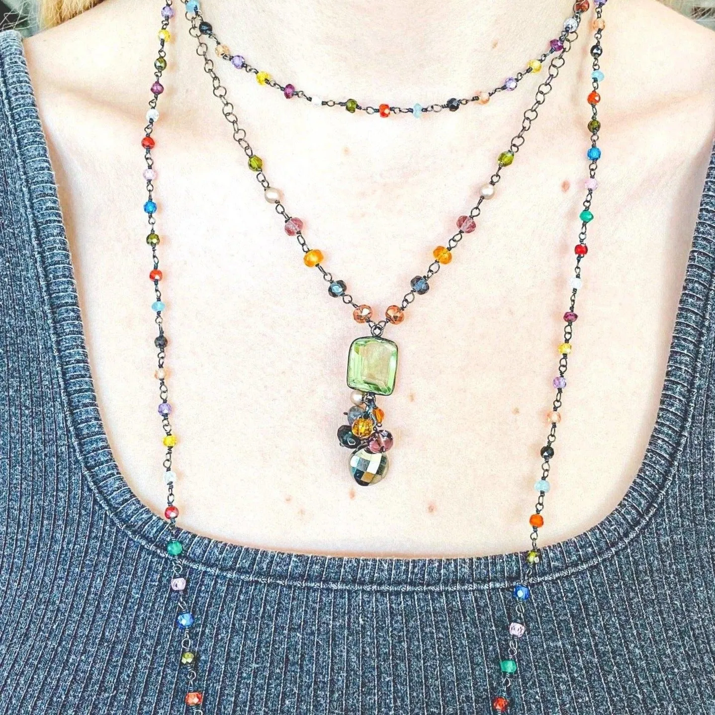 Sienna Style Pendant and Gems Necklace