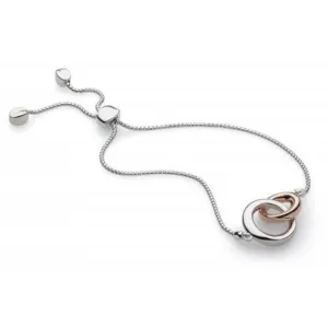 Silver and rose gold plate bevel cirque link toggle bracelet