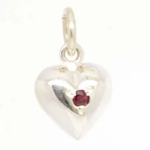 Silver Birthstone Heart Charm with Carrier Bead