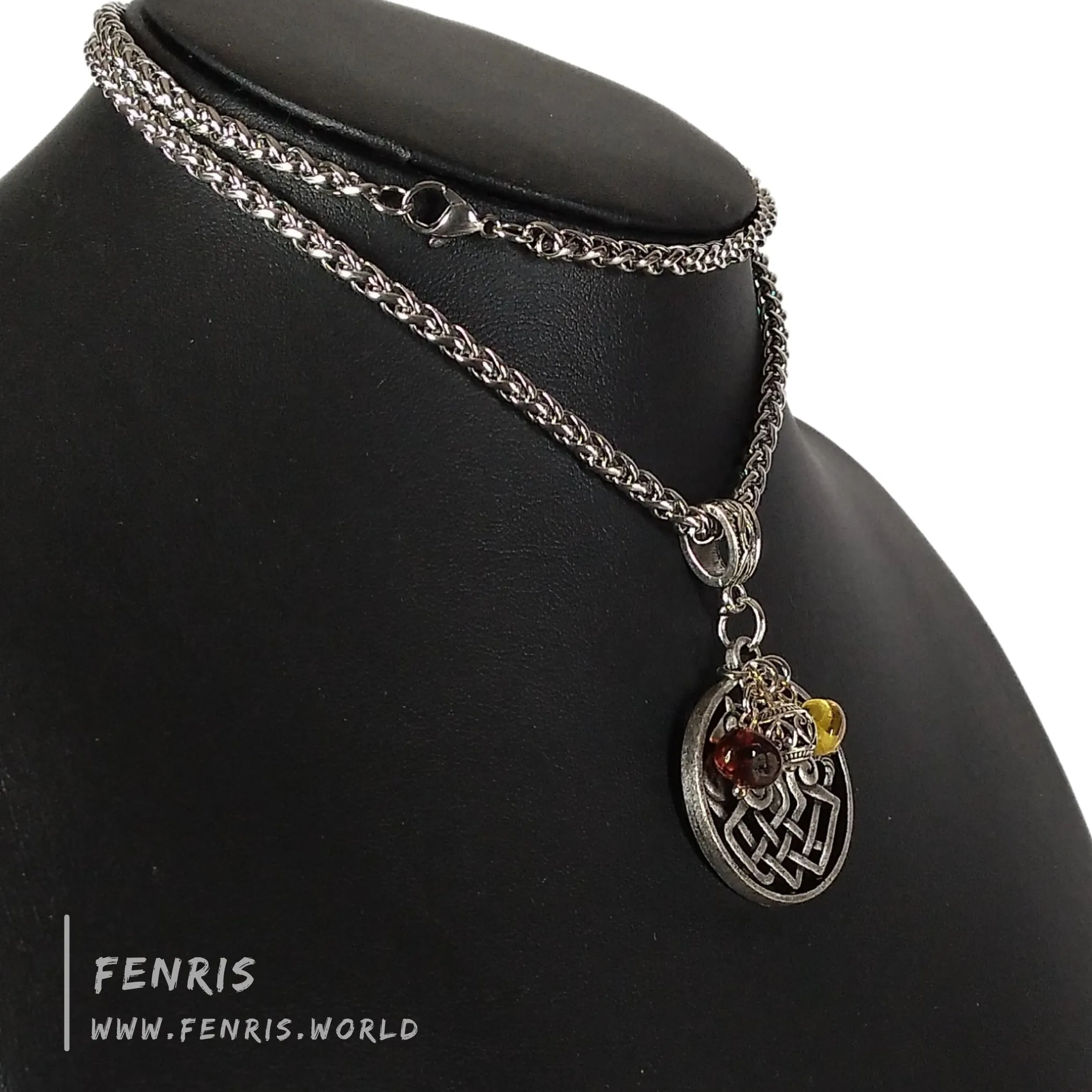Sleipnir Necklace Silver Norse Amber Beads