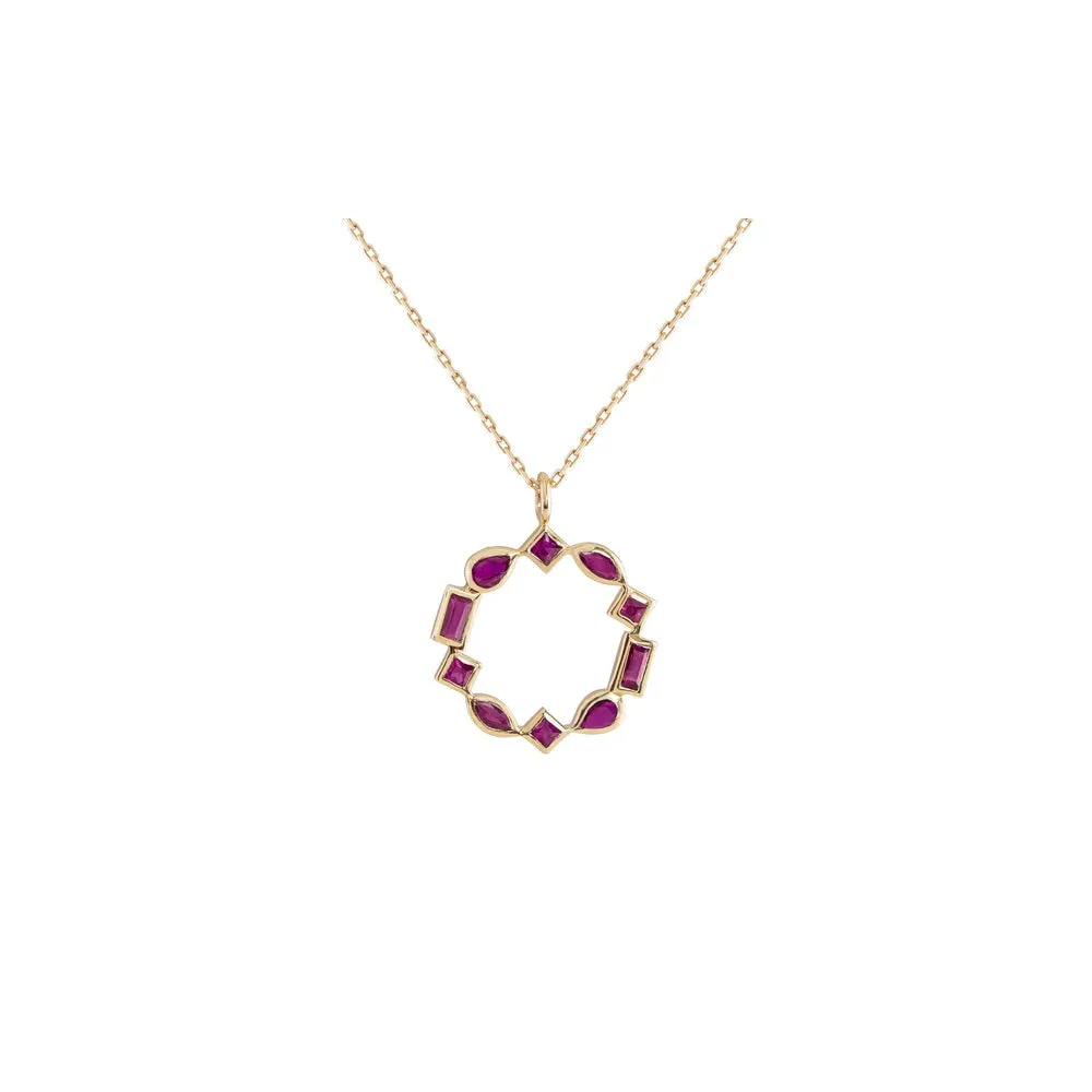 Small Mixed Cut Ruby Pendant - Gold - NK-MX-RUB-S