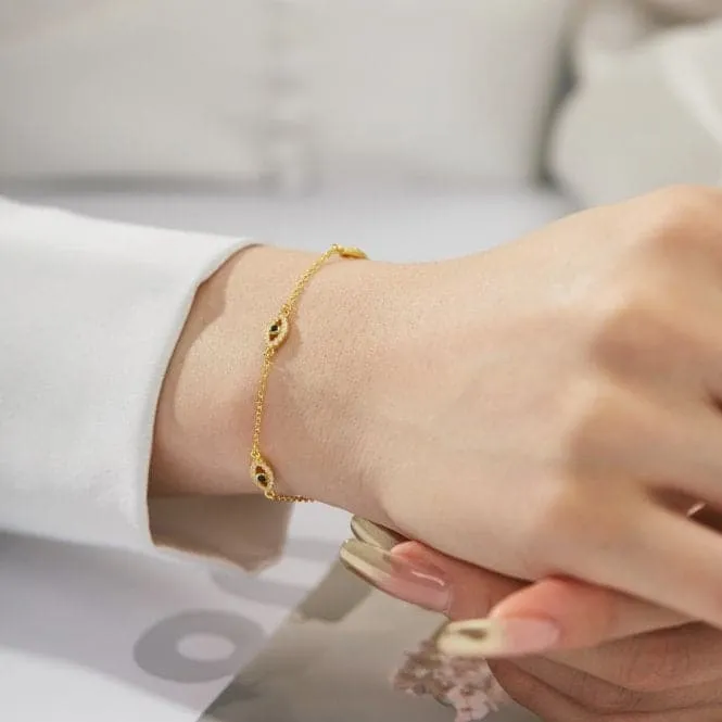 Sterling Silver Gold Plated Evil Eye Bracelet ERLB052