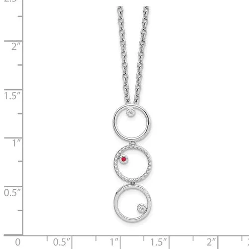 Sterling Silver White Ice .025ct Diamond And Ruby Necklace