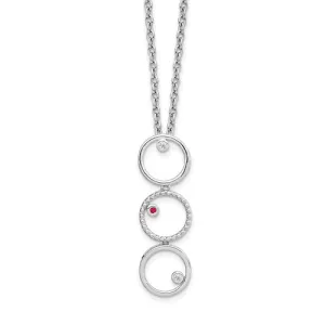 Sterling Silver White Ice .025ct Diamond And Ruby Necklace