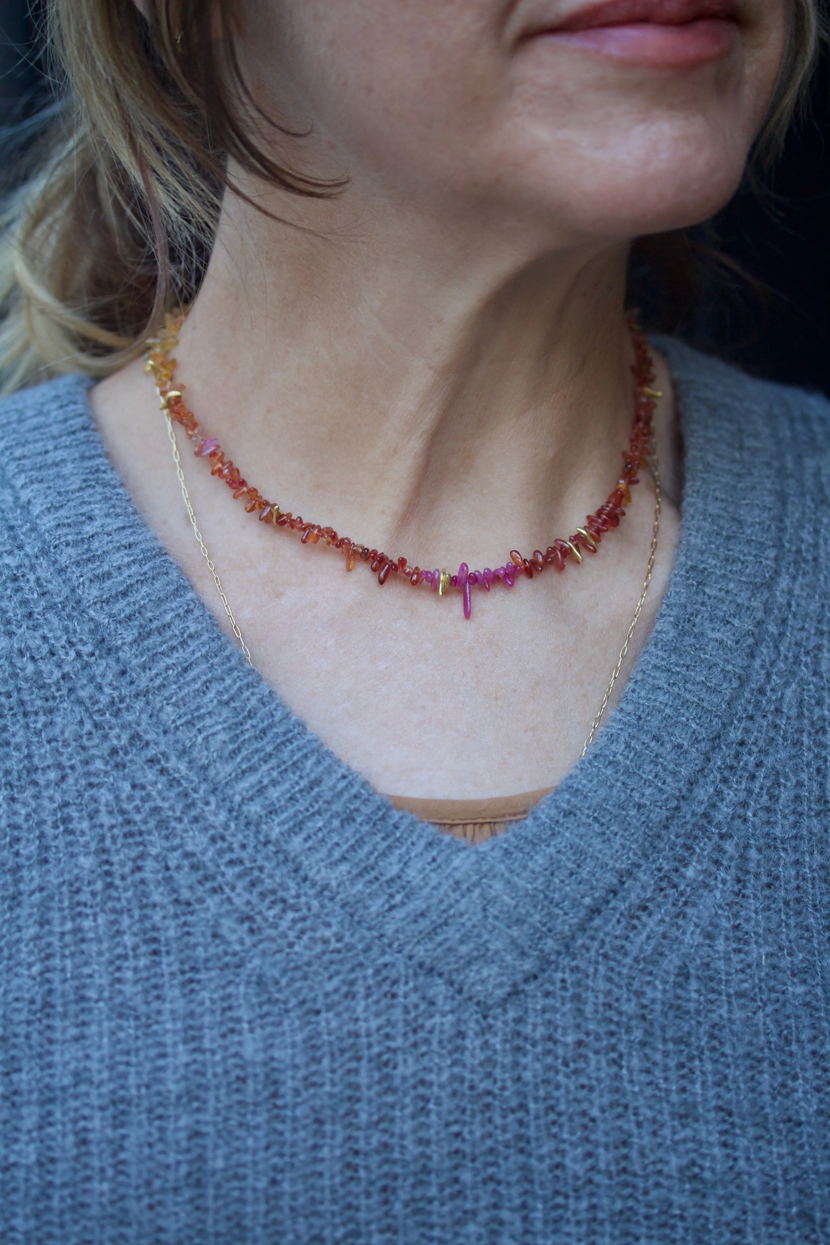 Sunset Sapphire Fringe Necklace