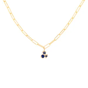 Tiny Sapphire Trio Paper Clip Necklace