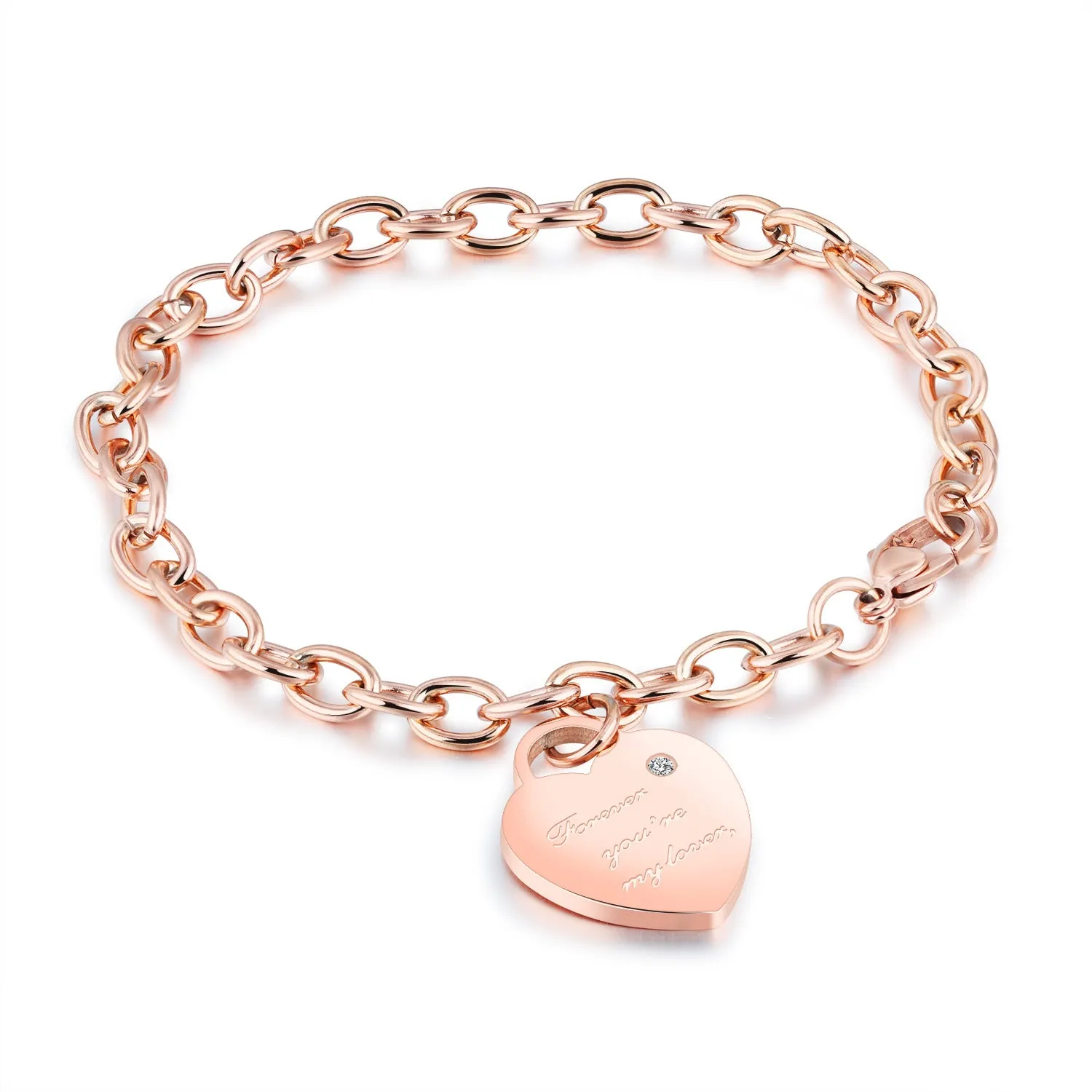 Elegant Titanium Steel Bracelet with Rose Gold Plating - Stylish and Durable Accessory