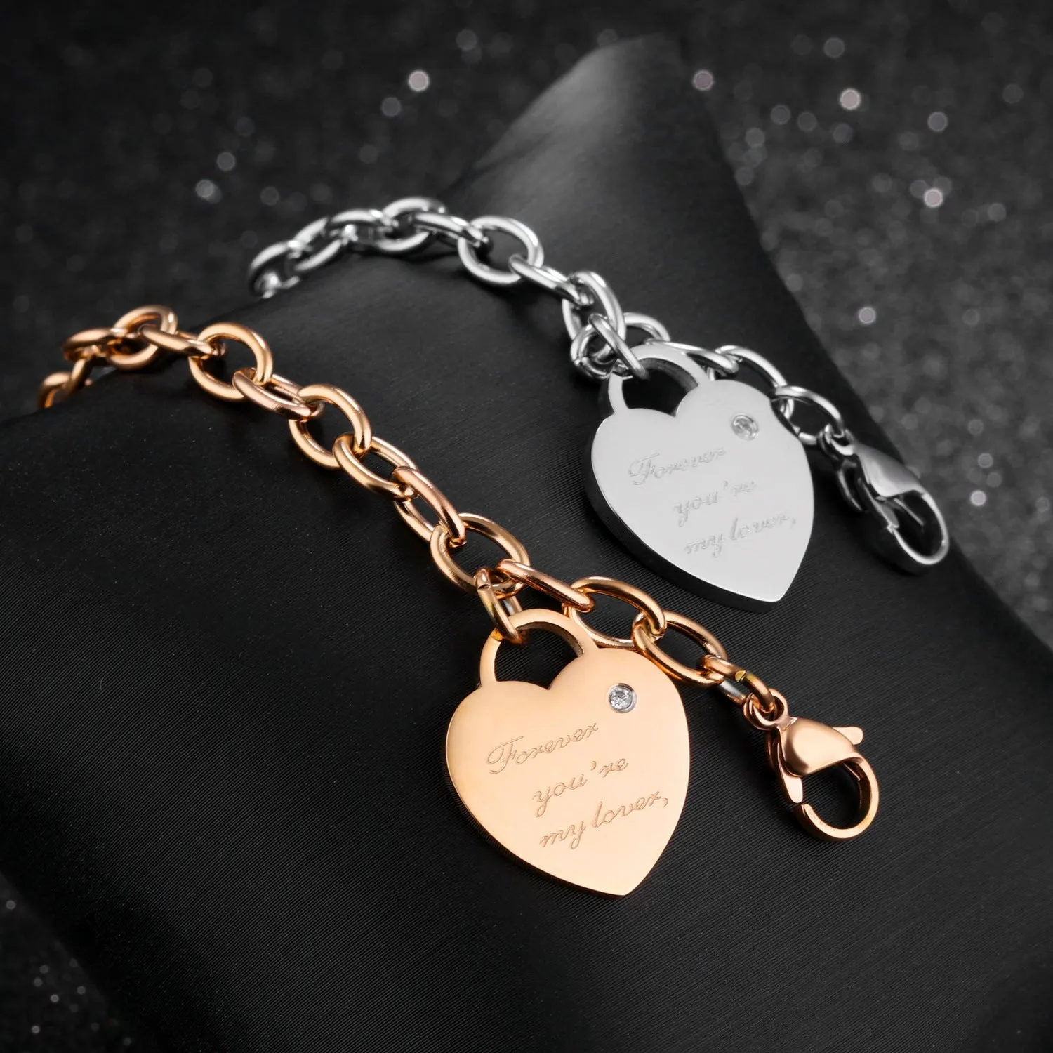 Elegant Titanium Steel Bracelet with Rose Gold Plating - Stylish and Durable Accessory