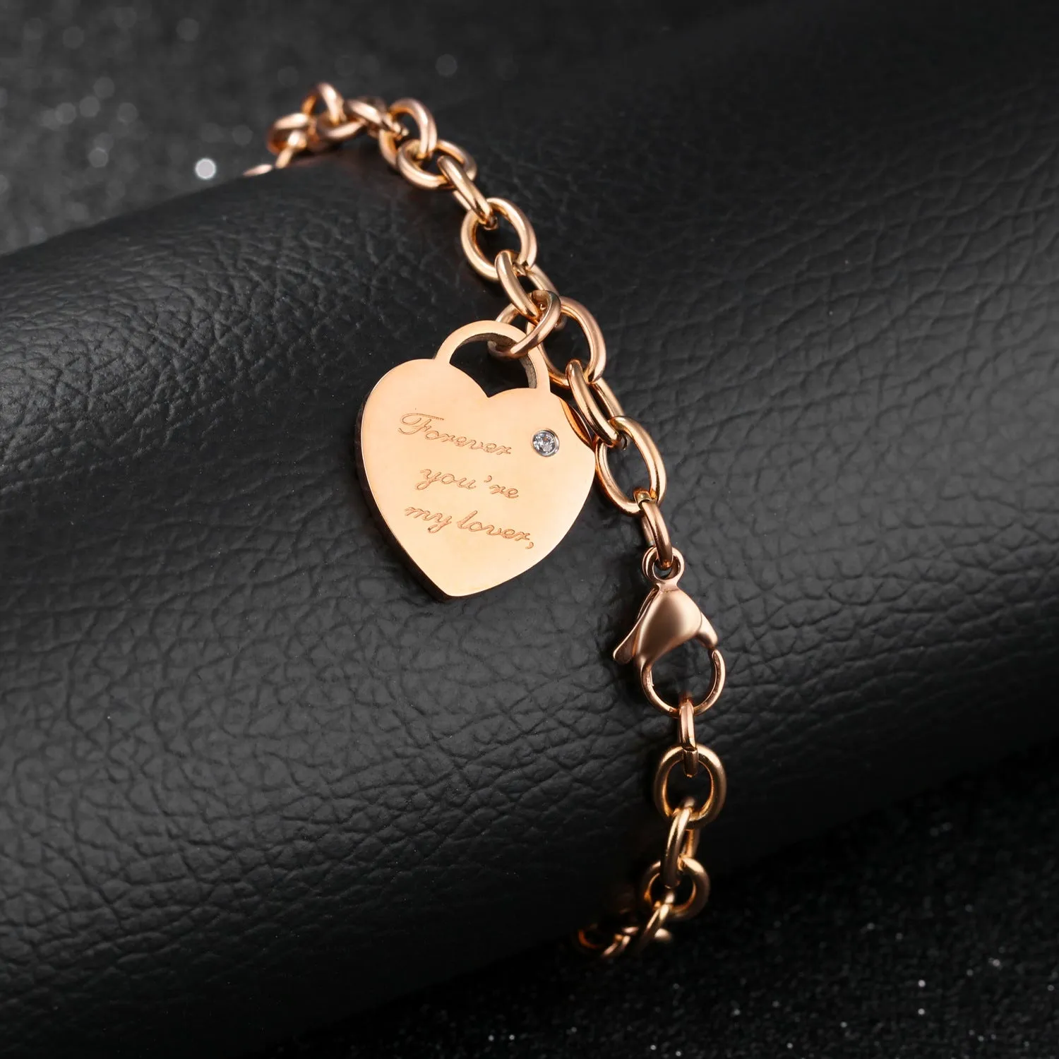 Elegant Titanium Steel Bracelet with Rose Gold Plating - Stylish and Durable Accessory