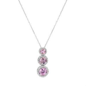 Trois Sapphire & Diamond Falling Halo Pendant
