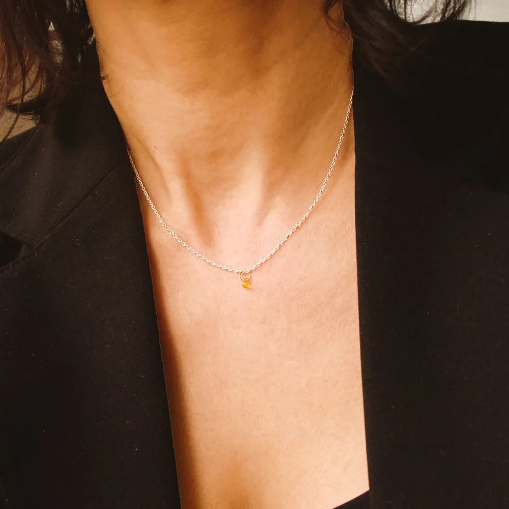 Yellow Gold, Silver, and Yellow Sapphire Briolette Necklace
