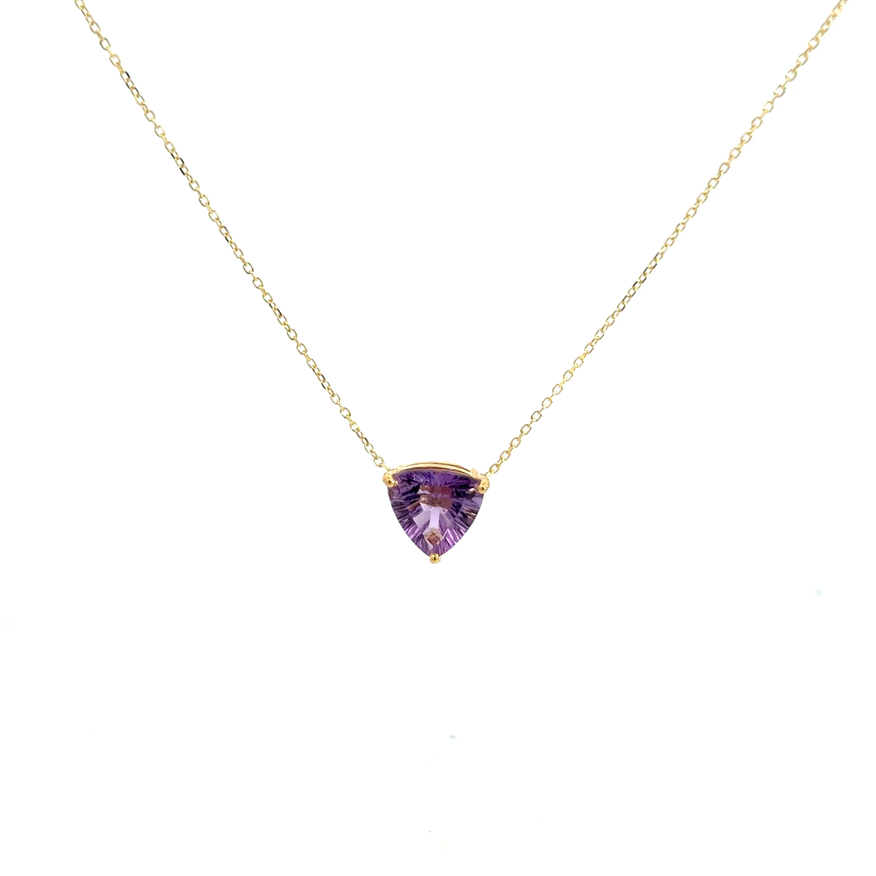 Zoya Concave Cut Amethyst Necklace, 14K Gold